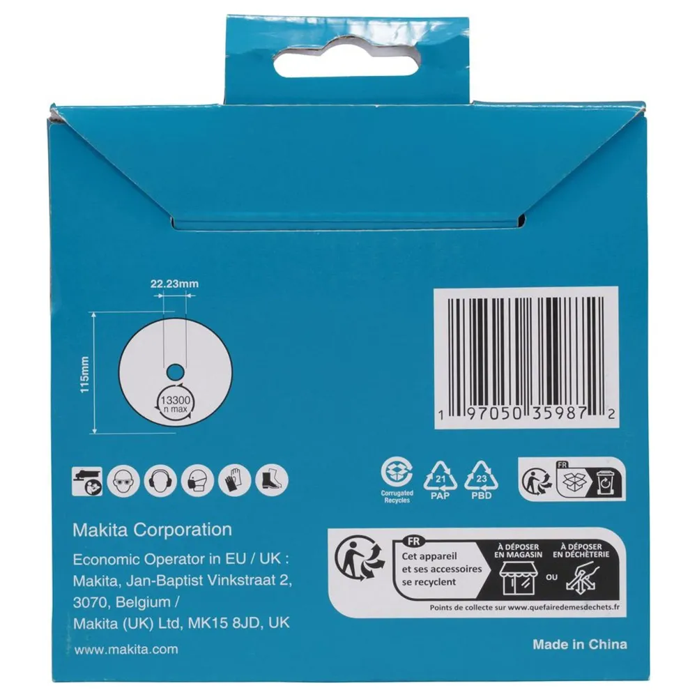 Makita D-80210 115mm kontinuerlig diamantklinga med kronblad