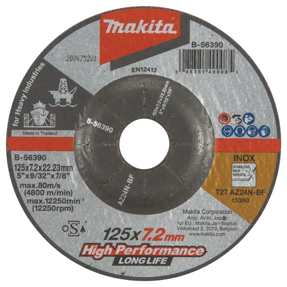 Rostfri slipskiva Makita B-56390 125mm AZ24N