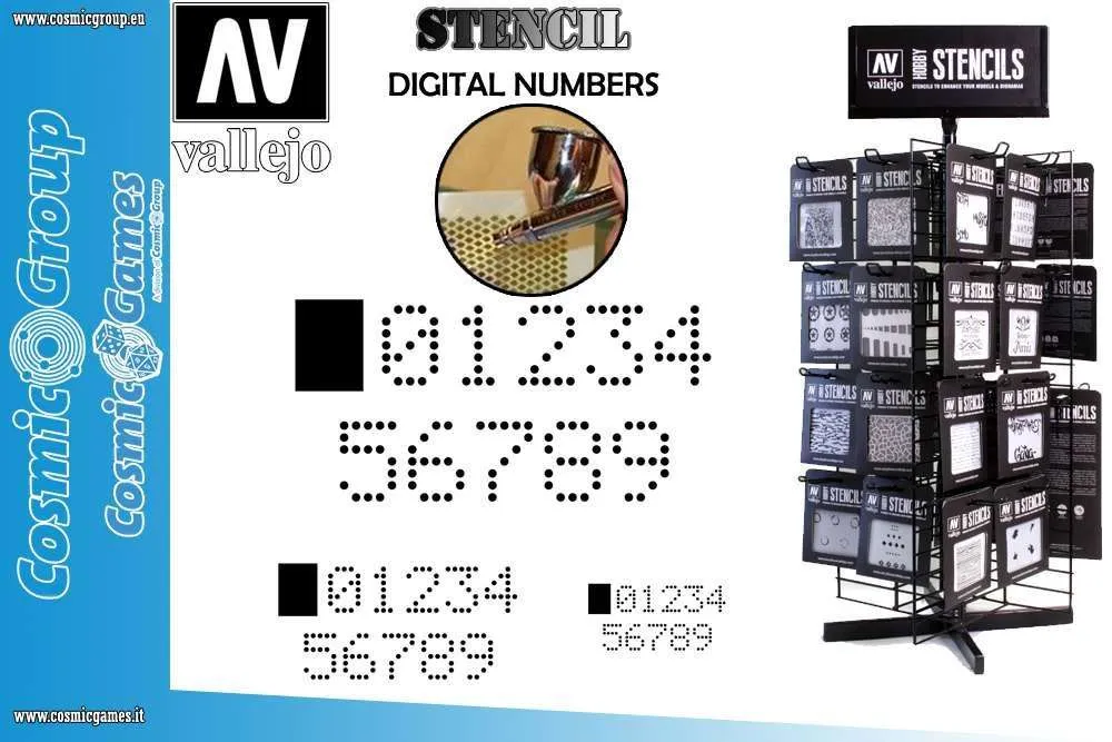 Vallejo Stencil STSF004 Computerized Numbers