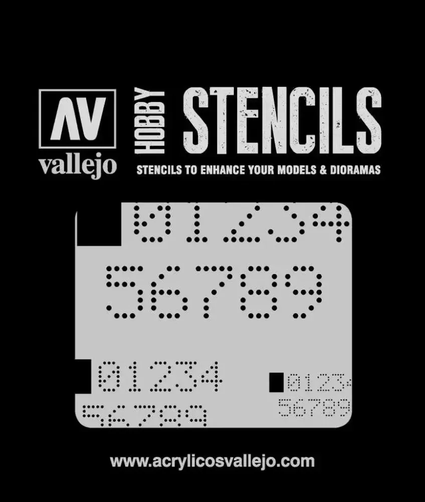 Vallejo Stencil STSF004 Computerized Numbers