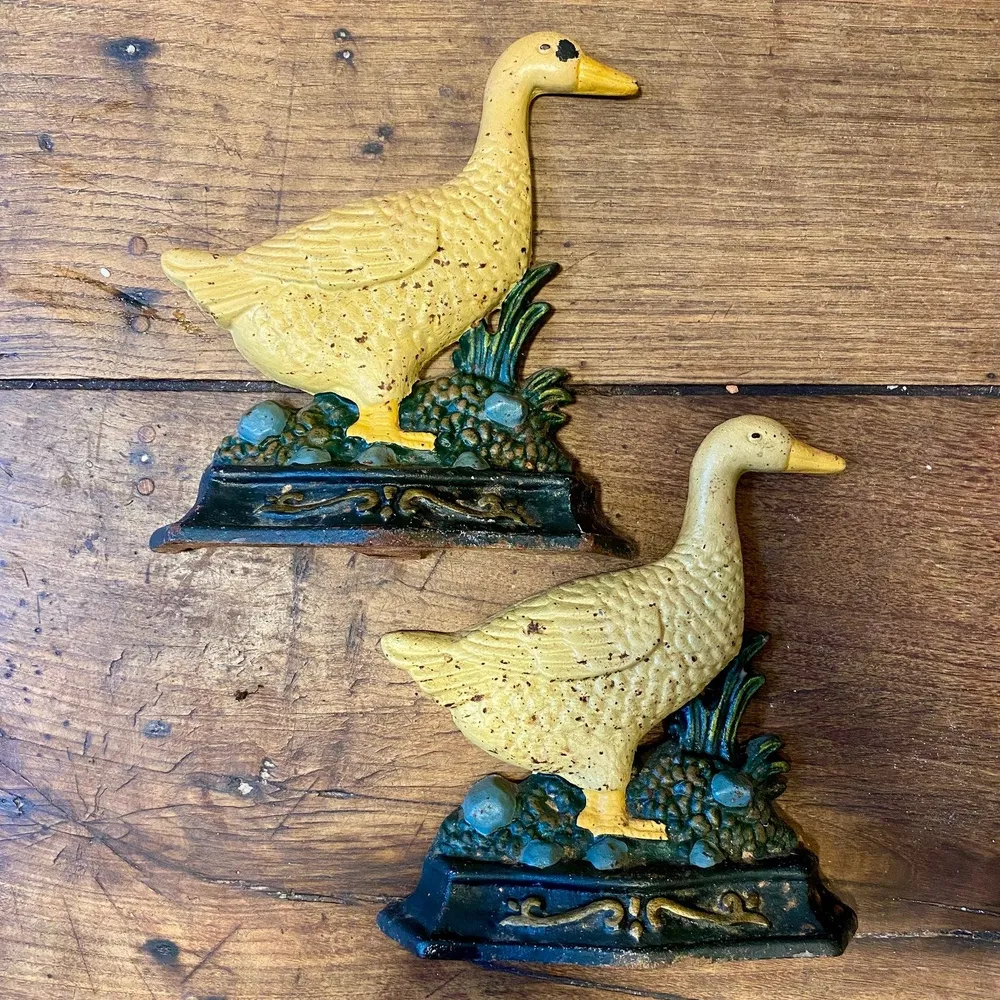 Pair Cast Iron Duck Door Stops