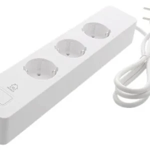 Grenuttag, WiFi, Deltaco Smart Home, Smart Outlet 3x Jordade uttag + 2x USB, 13A, 1,5m, Snö