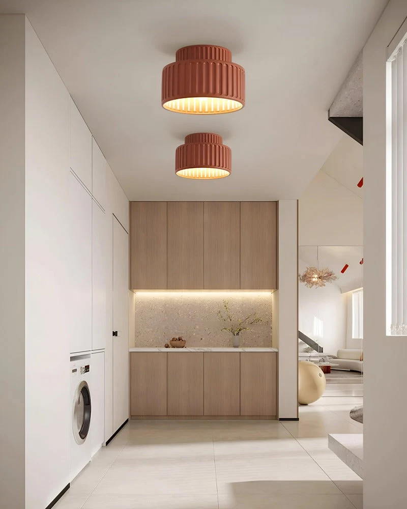 EcoRibbed – Snö Harts Taklampa med Räfflad Design Vit