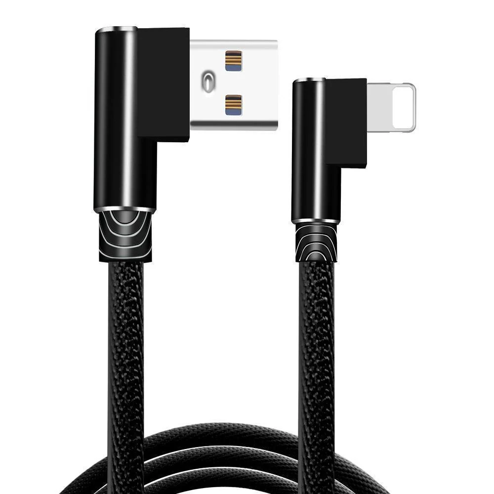 Flätad 2.4A kabel - 3 meter lång Apple charging Black