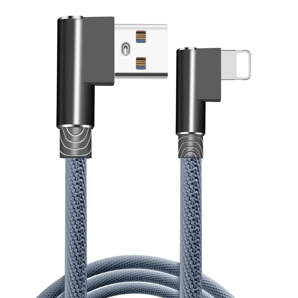 Flätad 2.4A kabel - 3 meter lång Apple charging Black