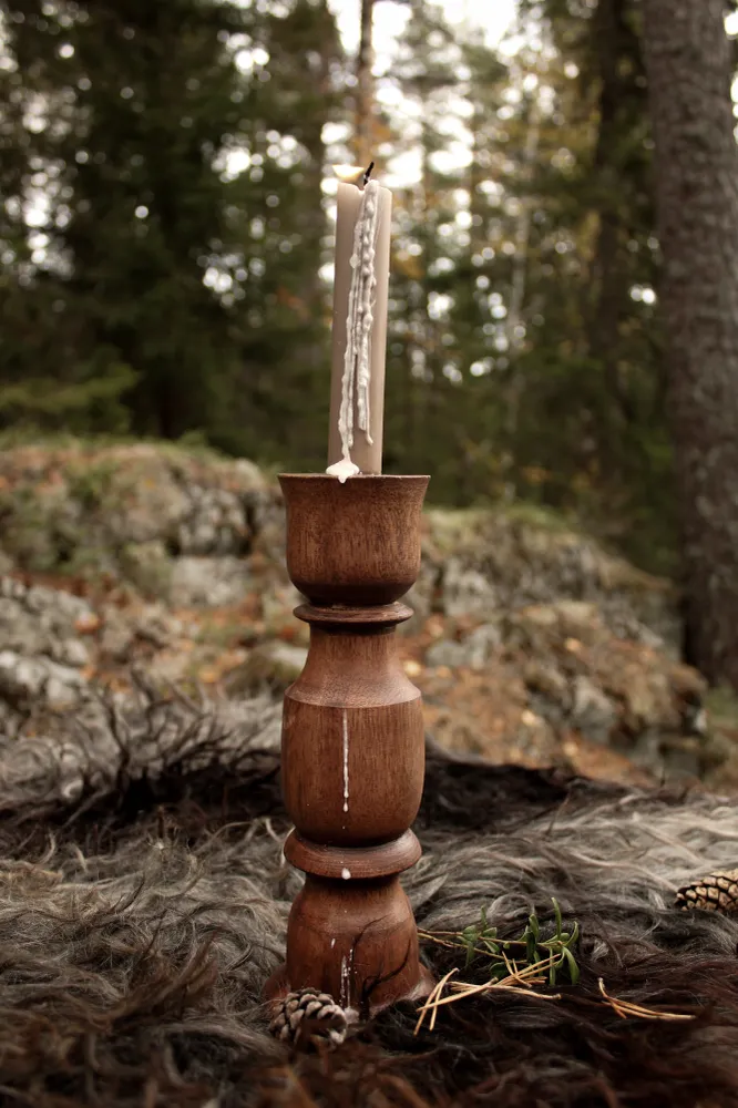 Ljusstake i trä för kronljus, 24,5 cm