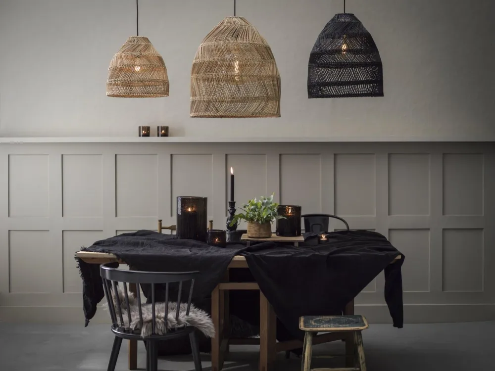 Maja Taklampa Wicker Black 53cm