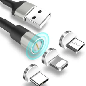 3 1 Usb Magnetisk Laddare Och Datakabel 2 Meter Metallgrå