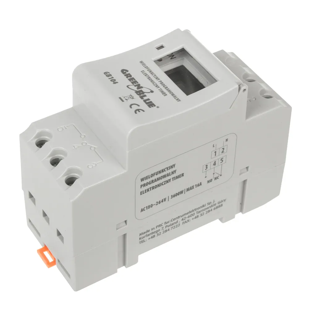 Display timer för DIN-skena GreenBlue GB104 16 program max 240 program