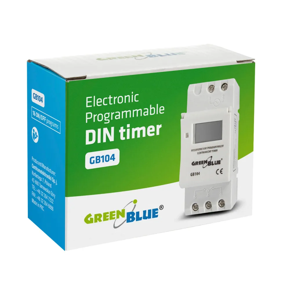 Display timer för DIN-skena GreenBlue GB104 16 program max 240 program