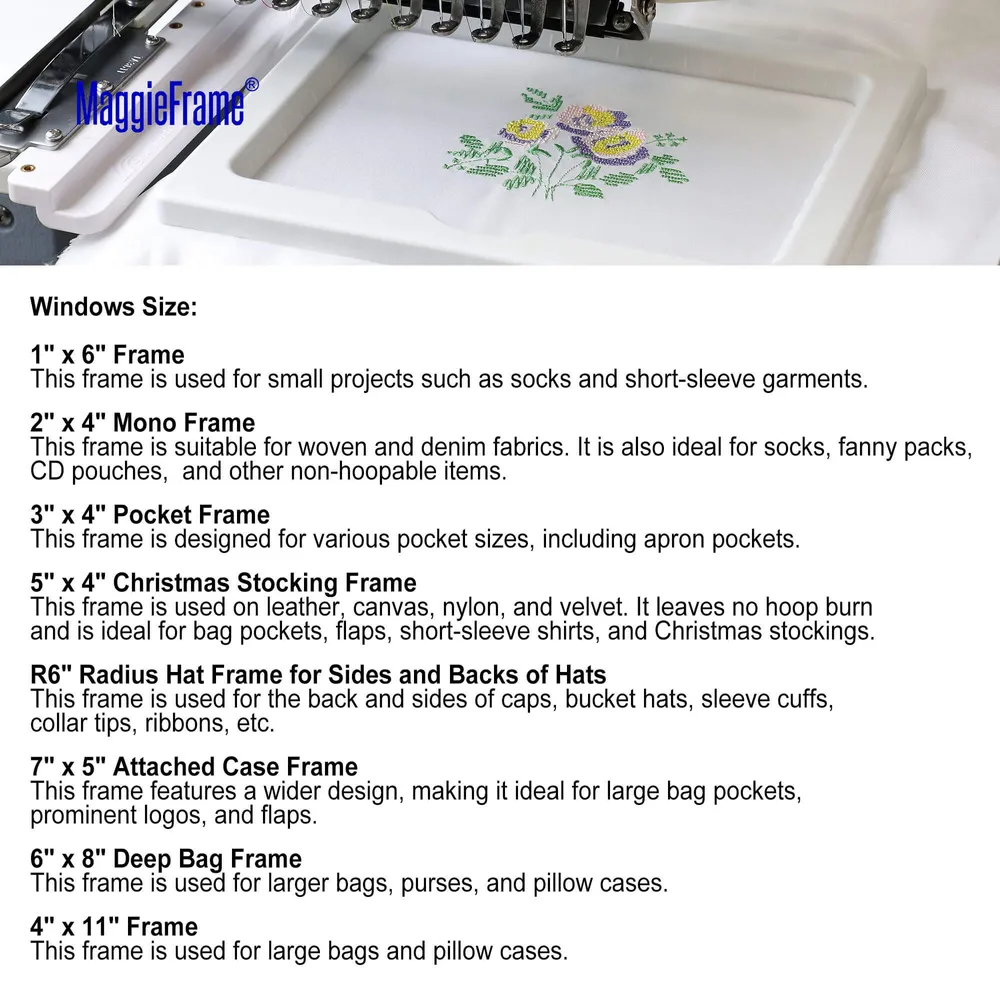 8-i-1 Fast Magna Hoop kit magnetisk broderibåge för Elna broderimaskin