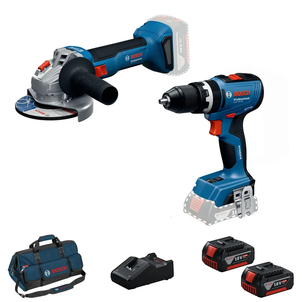Kombinationssats Bosch GSB 18V-65 + GWS 18V-8 18V 4Ah