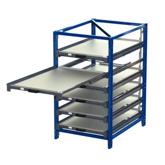 Industribyrå med 6 hyllor och utdrag 100% 150kg S22-126-1