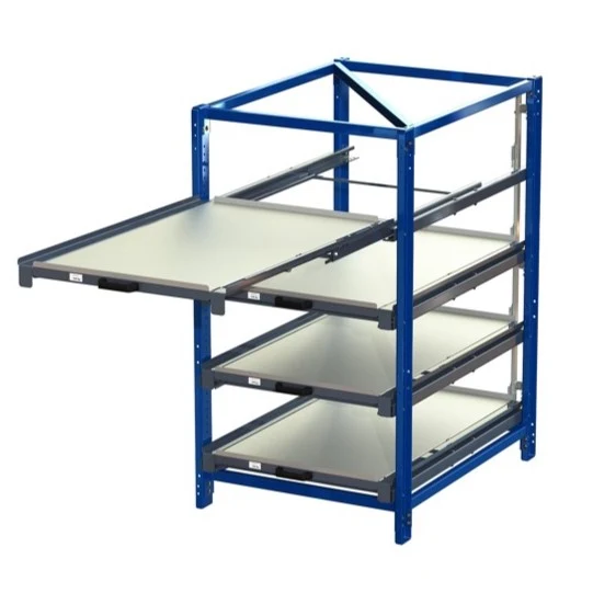 Industribyrå med 4 hyllor och utdrag 100% 150kg S22-124-1