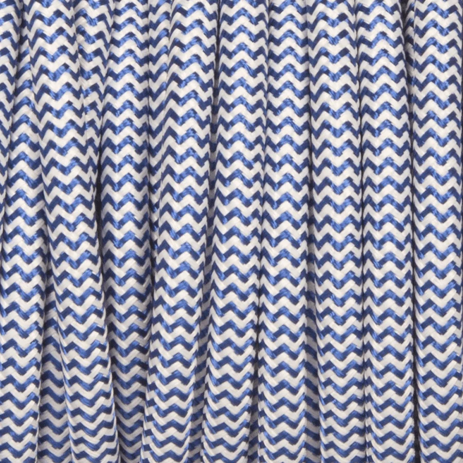 BLÅ & VIT ZIG ZAG KABEL I SOLID TYG