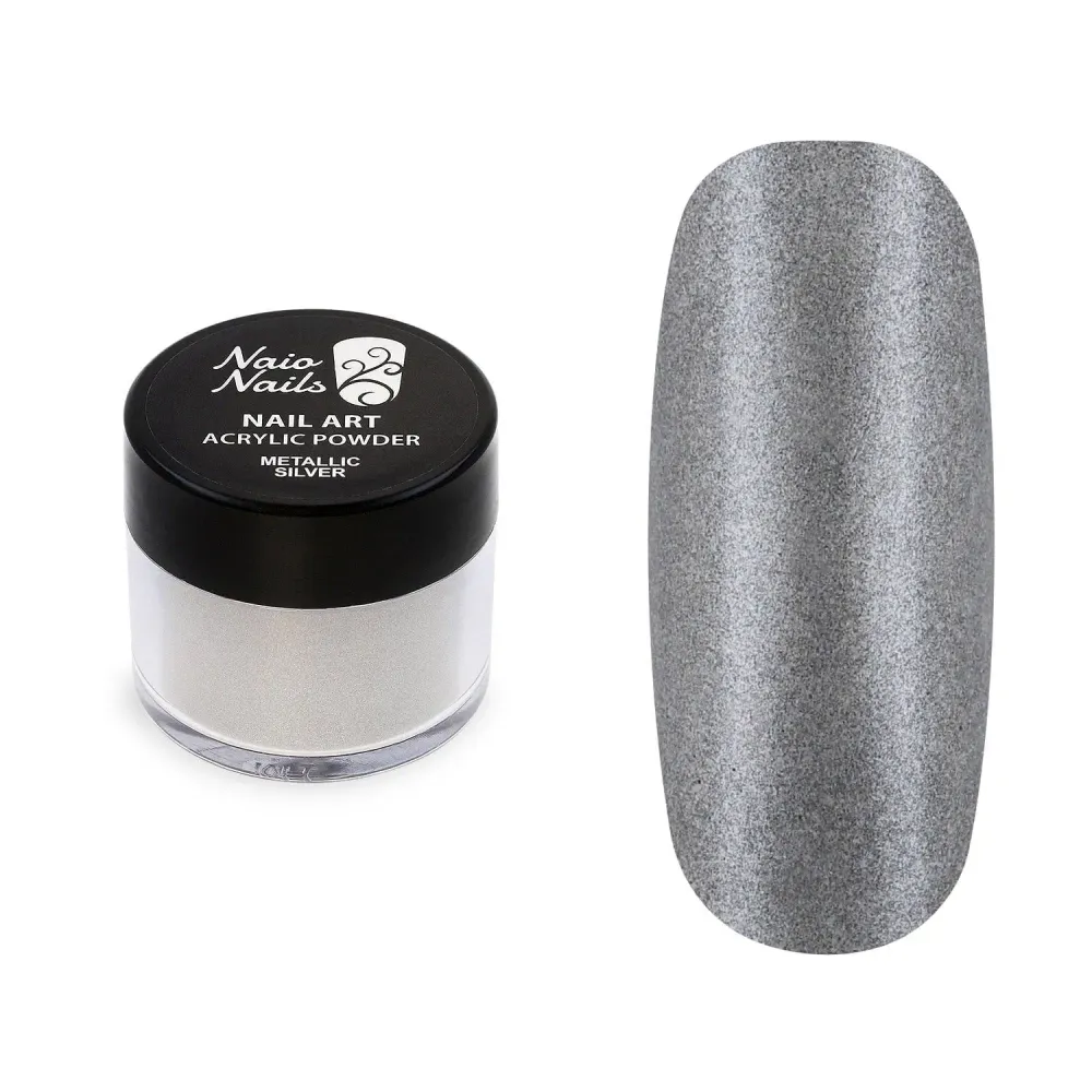 Metallisk Silver Akryl Pulver - 12g