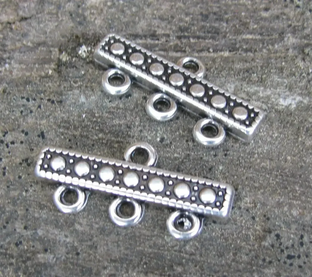 Connector/avslut silverfärgad - 1 till 3 med prickar, 2-pack