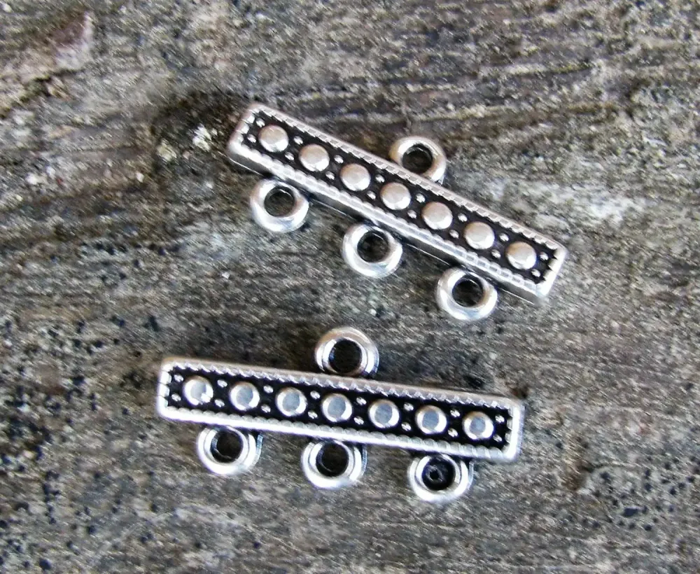 Connector/avslut silverfärgad - 1 till 3 med prickar, 2-pack