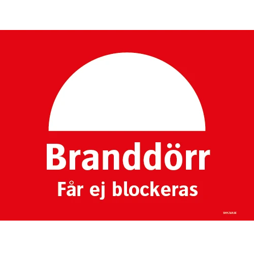 ABC torrkemisk Branddörr får ej blockeras 200x150