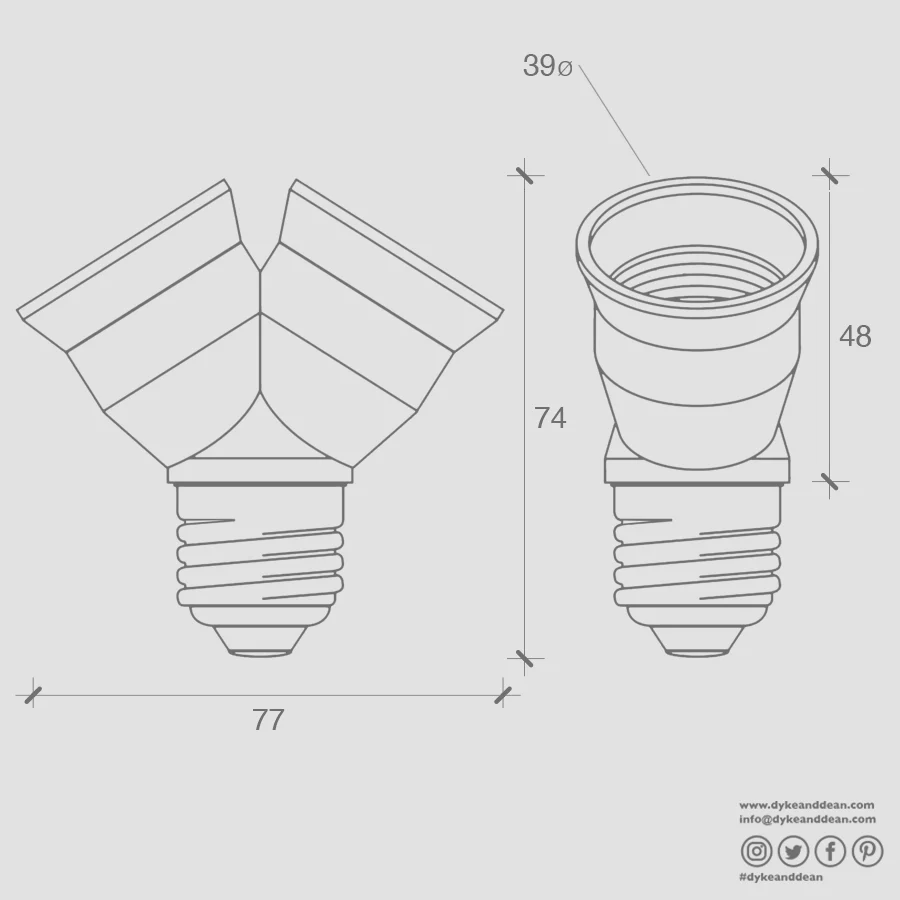 DUBBEL E27 TILL E27 ADAPTER SVART DYKE & DEAN