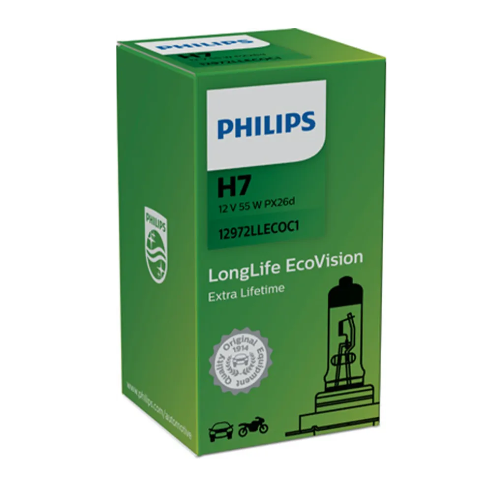 Strålkastarlampa Philips LongLife EcoVision H7, 12V 55W PX26d