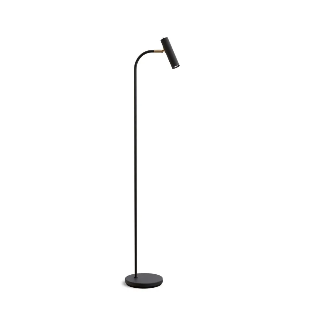 Welded Bar Golvlampa Slender svartstruktur/mässing