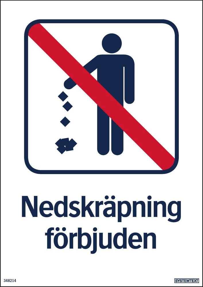Förbudsskylt "Nedskräpning förbjuden" A4
