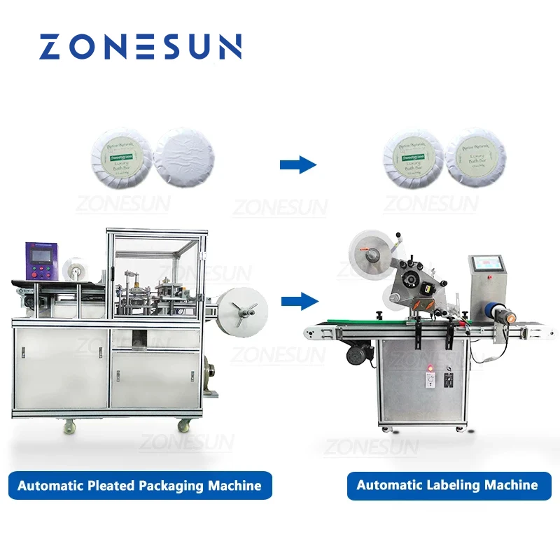 ZONESUN Automatic Soap Wrapping and Labeling Machine Round Products