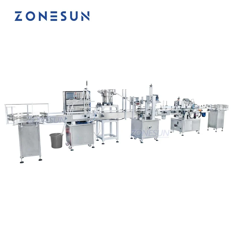 ZONESUN ZS-FAL180P3 Liquid Filling Capping Labeling Line Cap Feeder