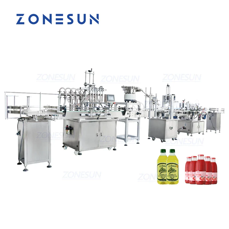 ZONESUN ZS-FAL180R 6-Head Liquid Filling Capping Labeling Line