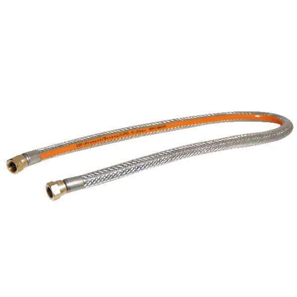Gasolslang med stål inläggg 0,8m, 1/4" koppling - vänstergänga
