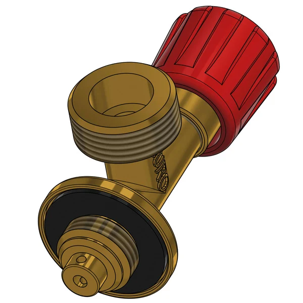IGT, stängningsventil för blågasflaskregulator, M16x1,5/G2, FR- och EU-regler