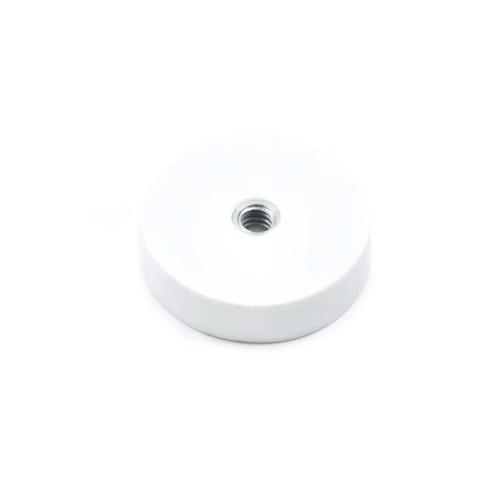 Gummimagnet (vit) m. invändig gänga, Ø31 mm