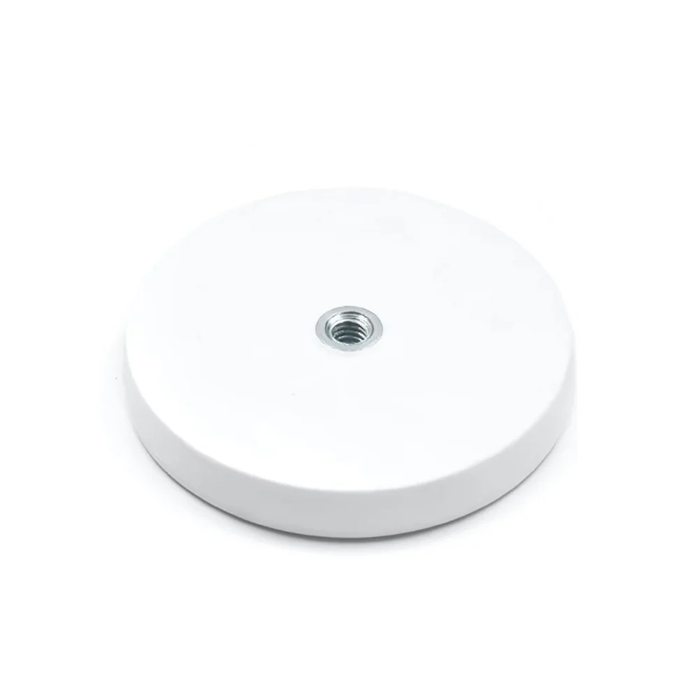 Gummimagnet (vit) m. invändig gänga, Ø66 mm
