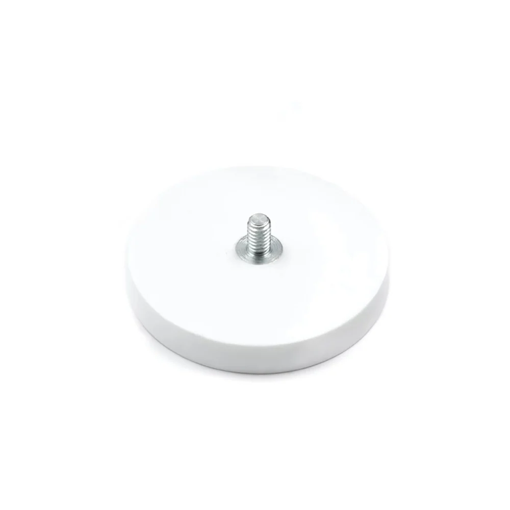 Gummimagnet (vit) m. utvändig gänga, Ø43 mm