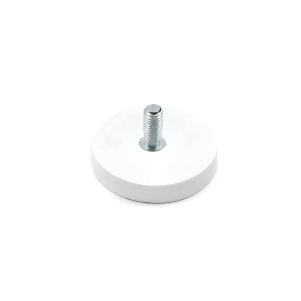 Gummimagnet (vit) m. utvändig gänga, Ø31 mm