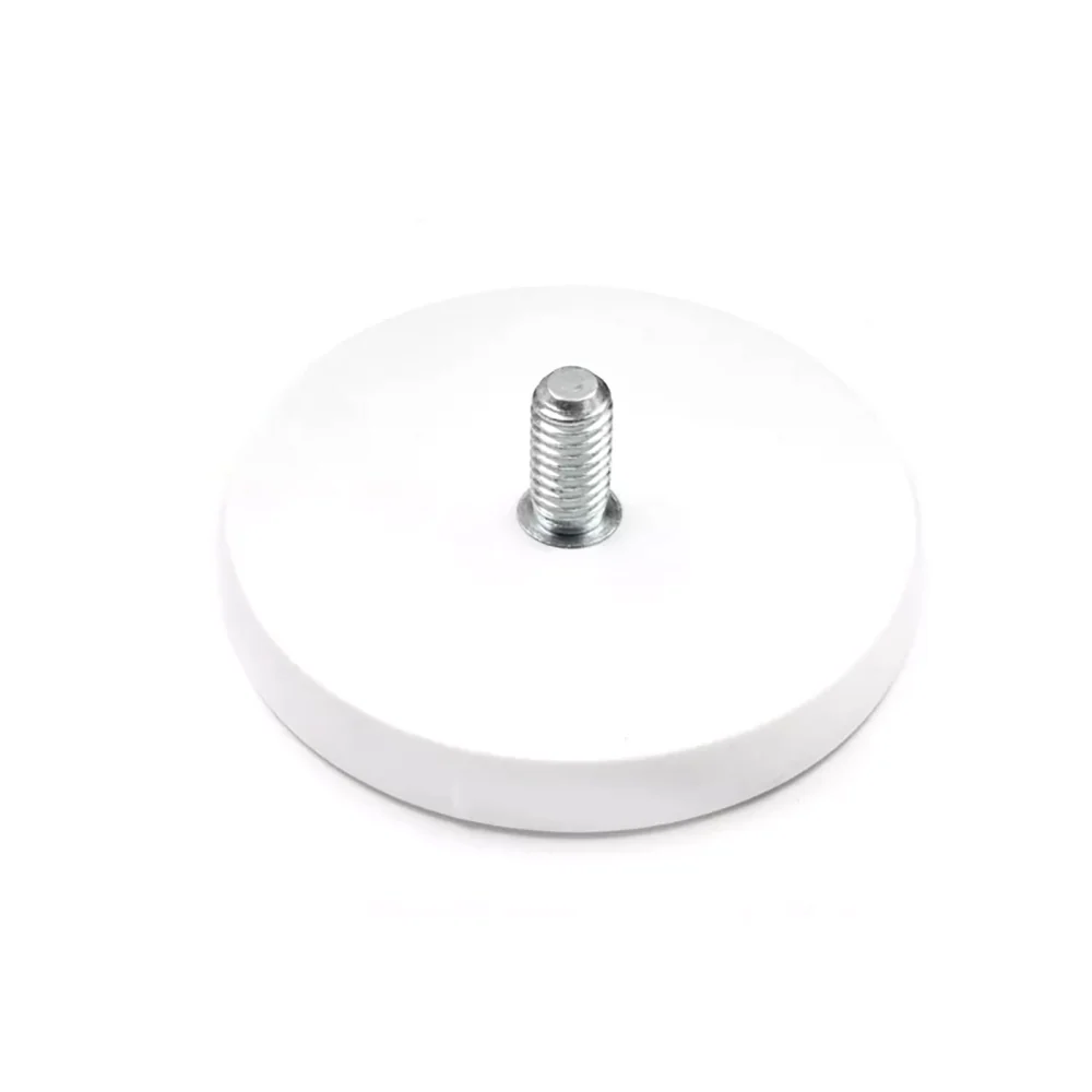 Gummimagnet (vit) m. utvändig gänga, Ø66 mm