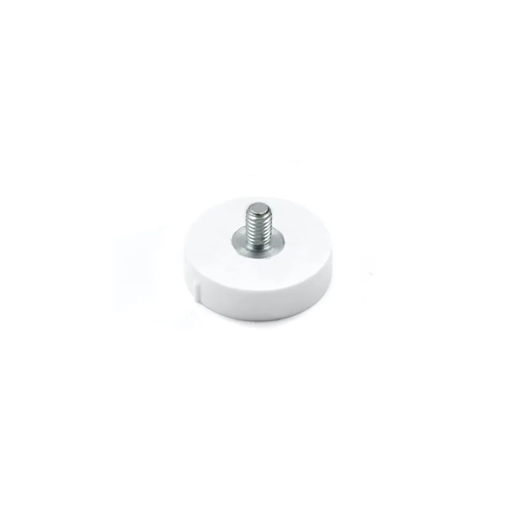 Gummimagnet (vit) m. utvändig gänga, Ø22 mm