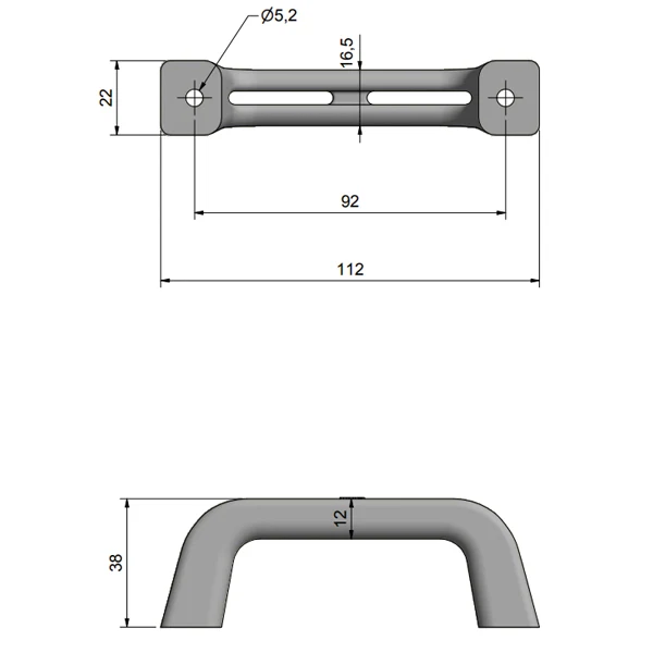 Plasthandtag svart, 168 mm