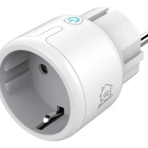 Plastplug Strömbrytare/Plug Relä, WiFi, Deltaco Smart Home, Smart Kompakt Plug, (EU), 10A, timer, Vit