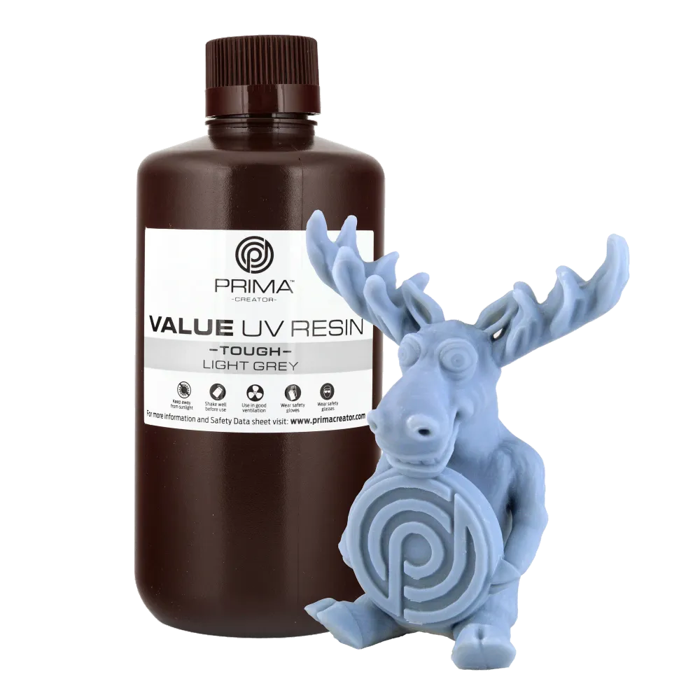 PrimaCreator Value Tough UV-harts (ABS-liknande) - 1000 ml - Ljusgrå