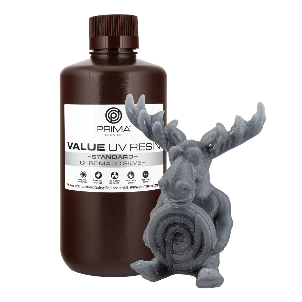 PrimaCreator Value UV/DLP Harz - 1 kg - Kromatiskt silver