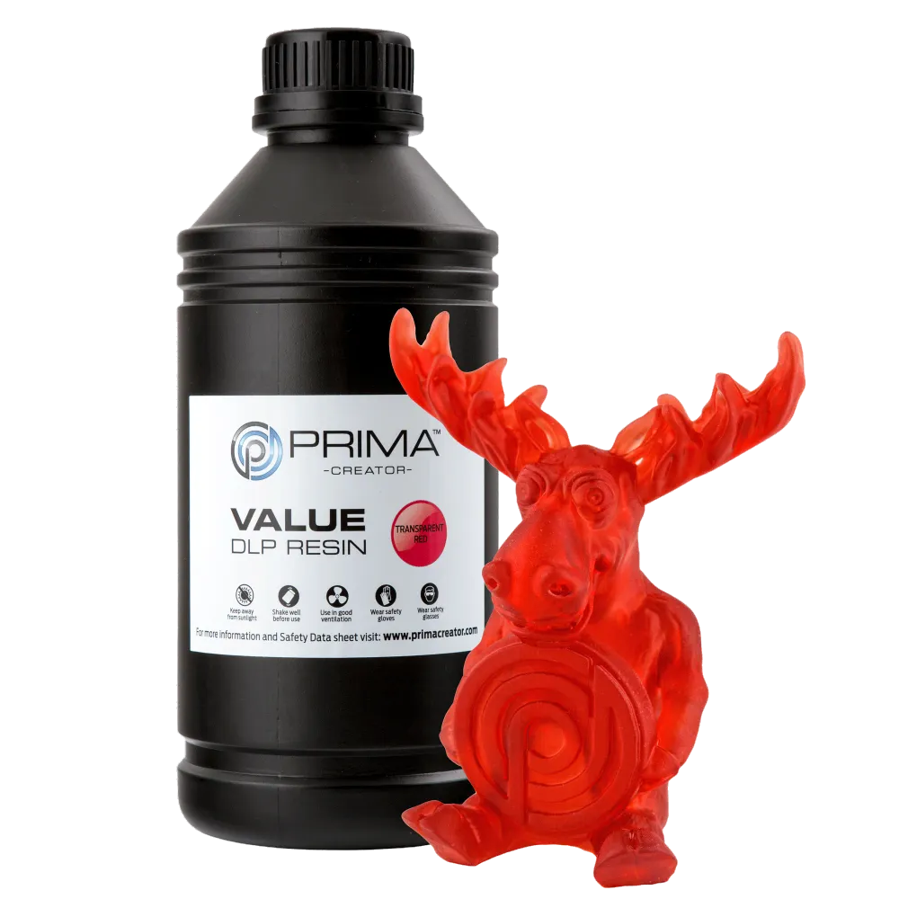 PrimaCreator Värde UV/DLP Harz - 1 kg - Transparent Röd
