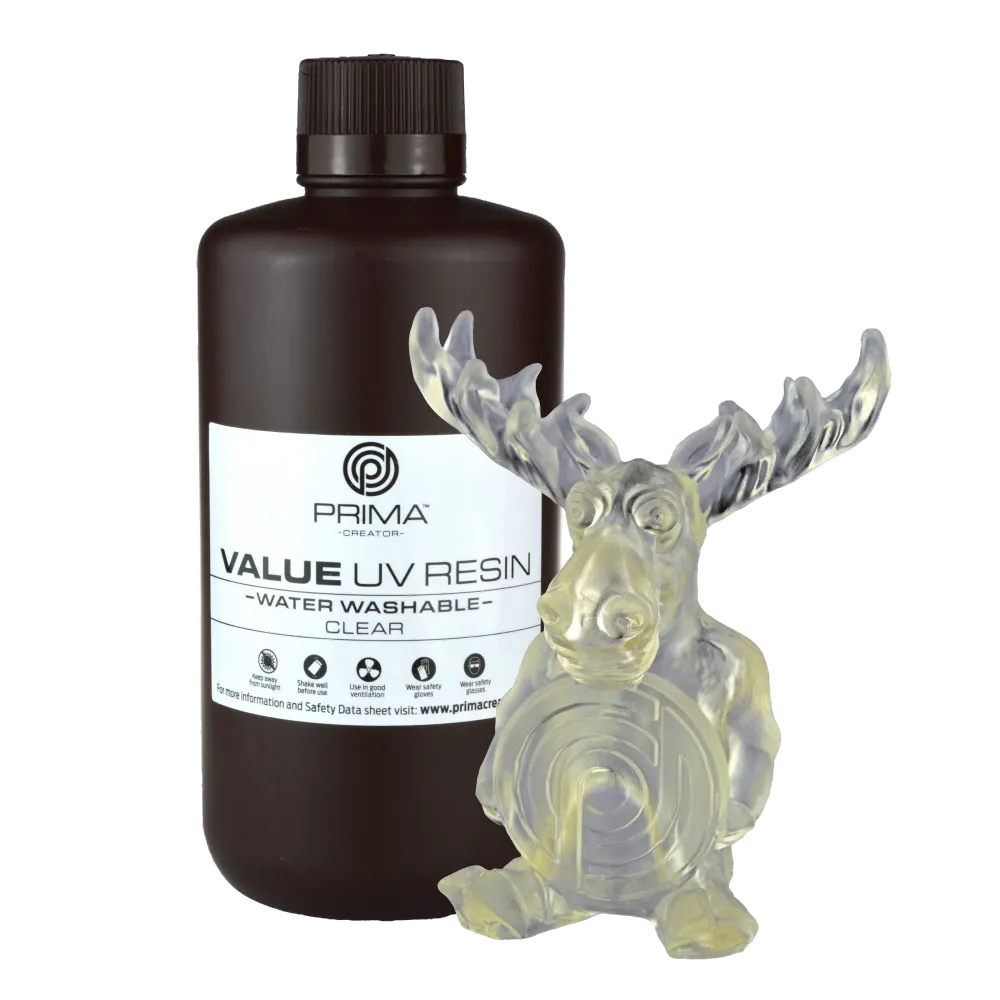PrimaCreator Värde Vattenlöslig UV-harts - 1000 ml - Klar