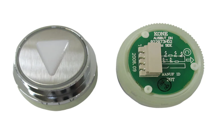Kone-knapp med nedåtpil, infälld, anropstablå Panel KM960777G005H092