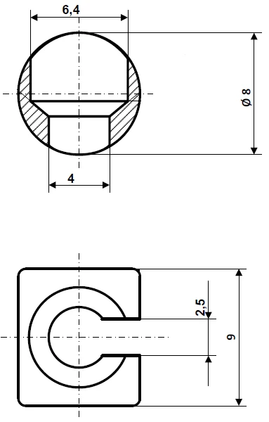 Inspelningsspårbredd 2,5 mm mässing