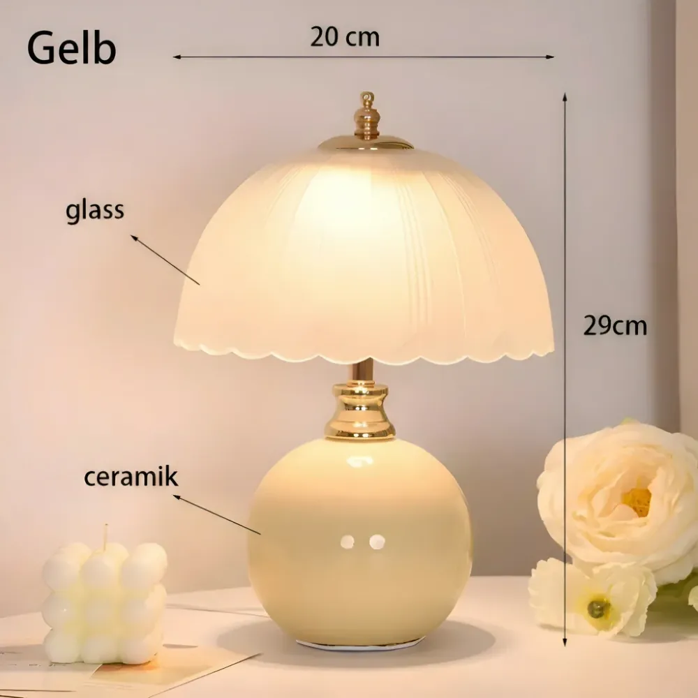 Keramisk Kuppel Bordslampa - Stilren Nattduksbordslampa för Moderna Sovrum Vit