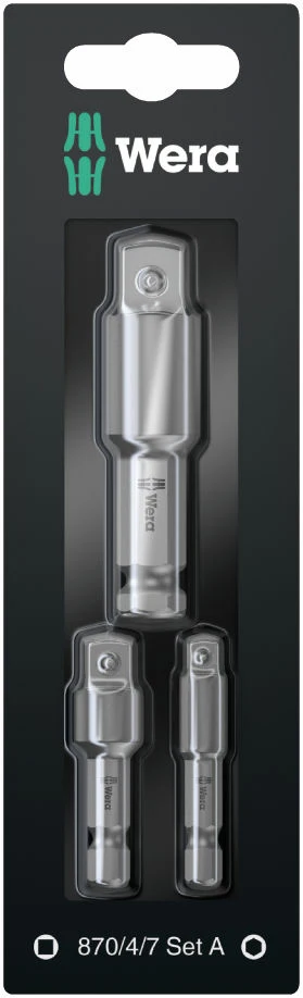 Wera Hylsadapters 1/4" x 50, 3/8" x 50 och 1/2" x 75