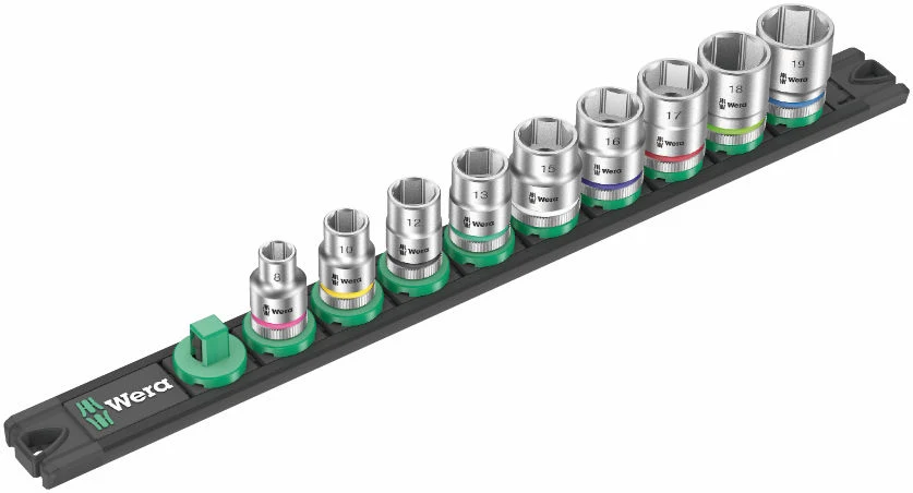 Wera Hyls-magnetlist B 4 Zyklop hylsmejselinsats-sats, 3/8"-fattning, 9 delar