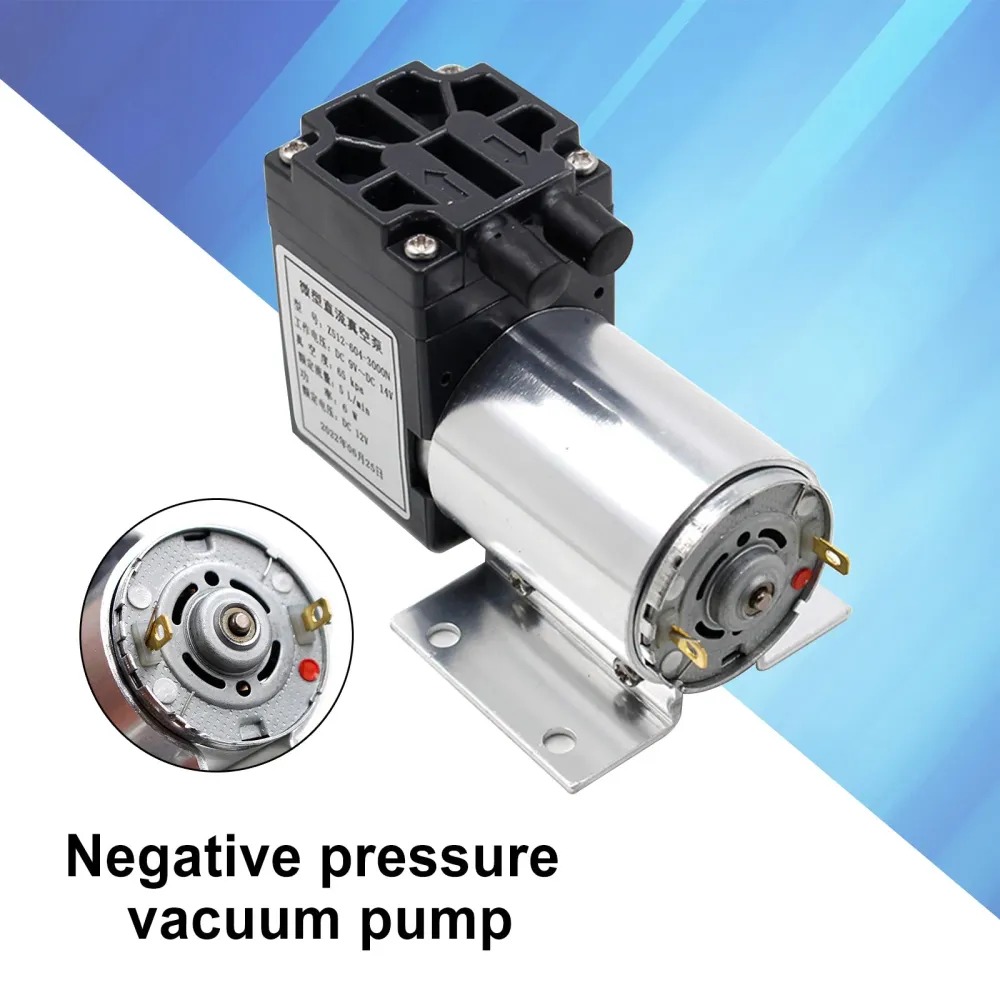 DC12V Mini Vakuumpump Negiserat trycksugpump 5L/min 65 kPa med hållare